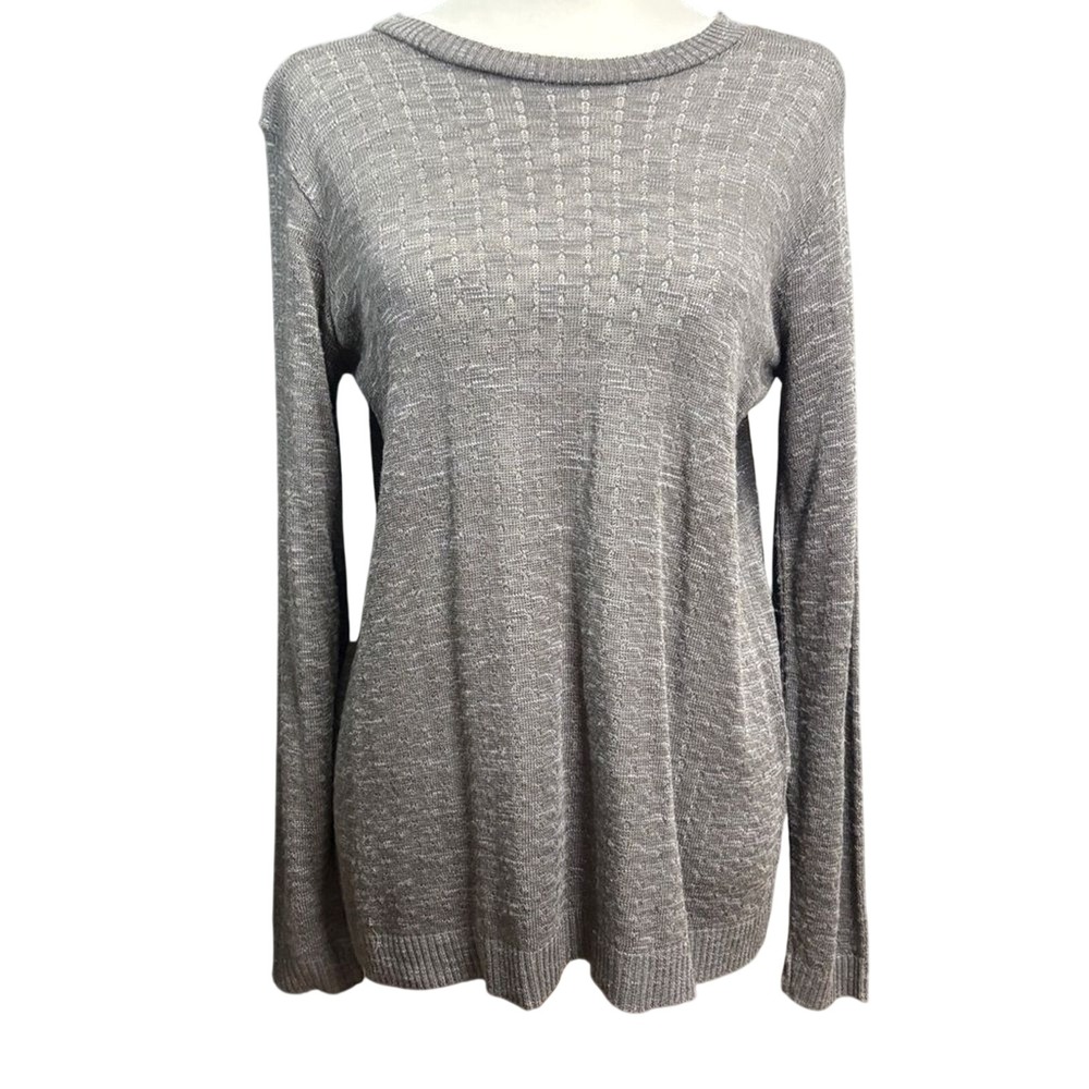 Open Back‎ Twist Sweater Womens M Gray Pointelle Knit Casual Minimalist Layering